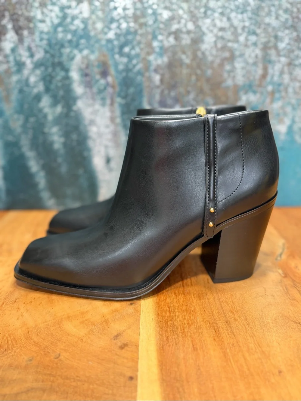 Franco Sarto Minimalist Vivica Square Toe Ankle Boots Black Size 11